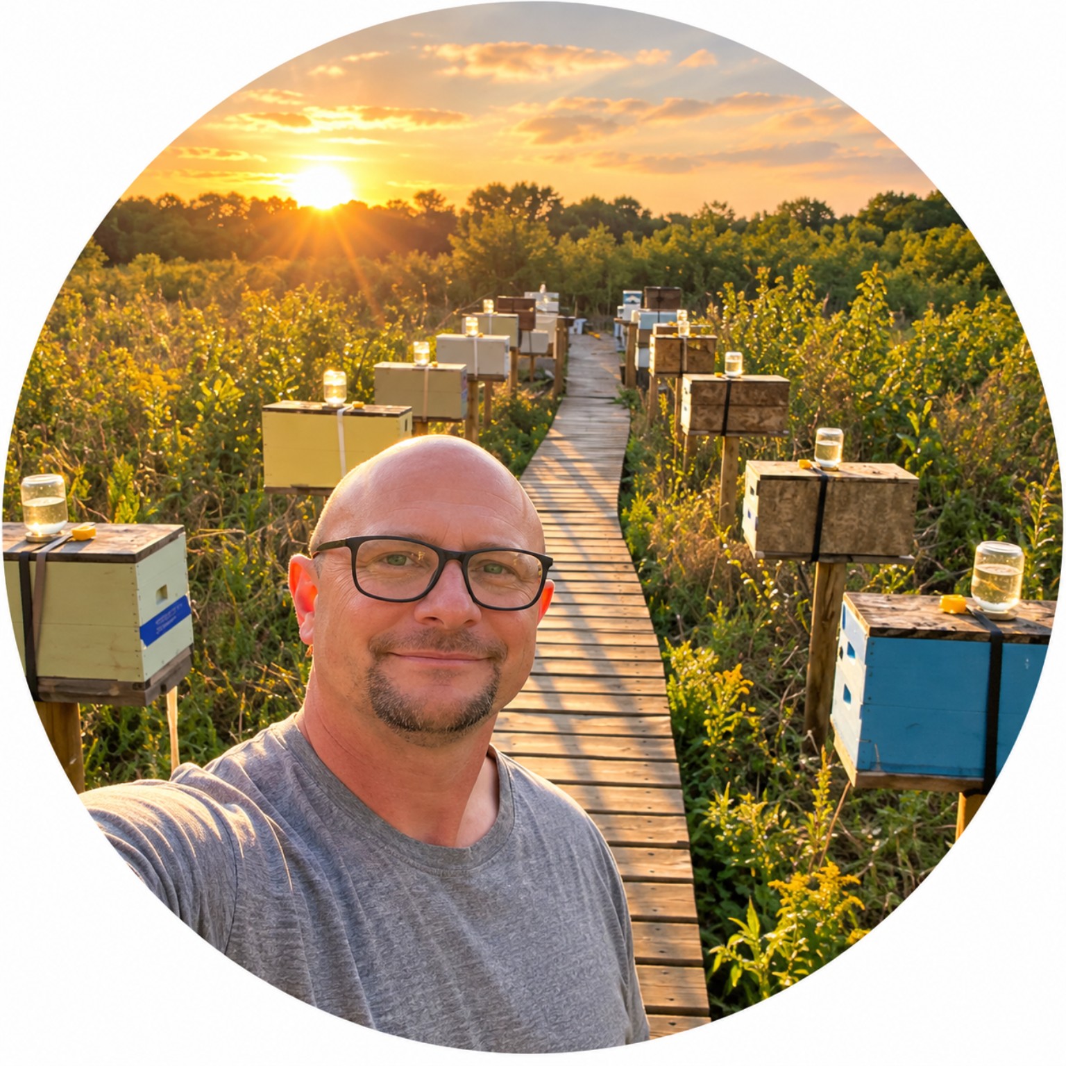 Willie at the Sunrise Honey apiary